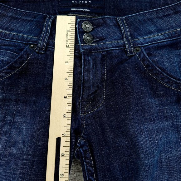 Hudson Jeans Womens 26 Blue Stretch Boot Cut Bell Bottom Skinny Flap Pockets - Picture 4 of 10